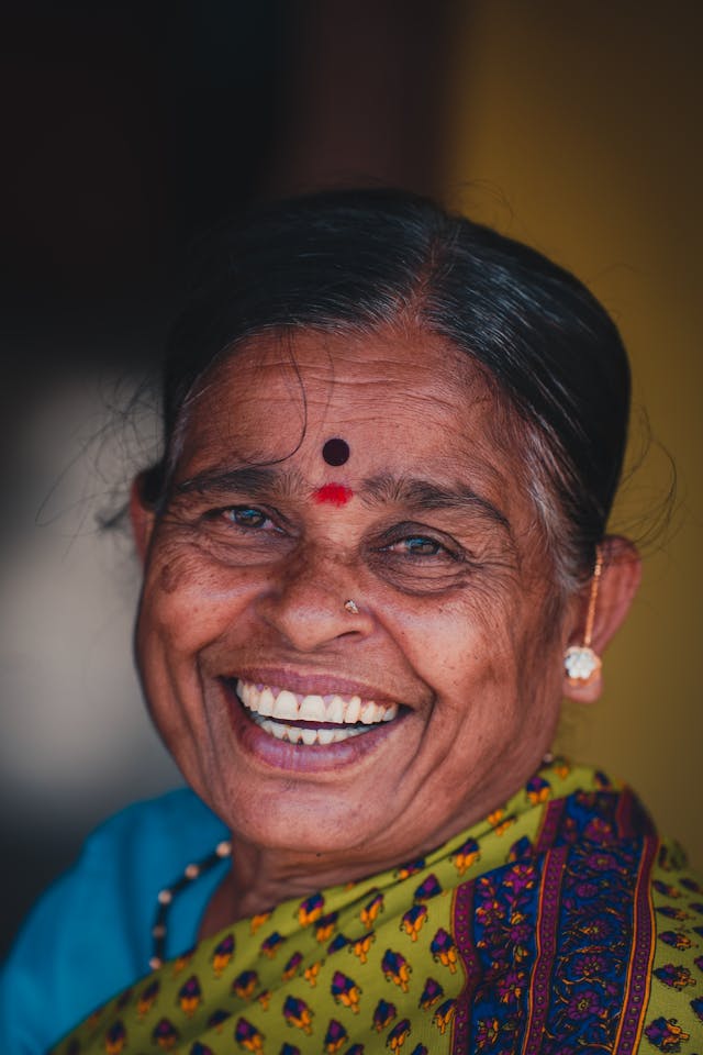 Elegant older lady with a radiant healthy smile
