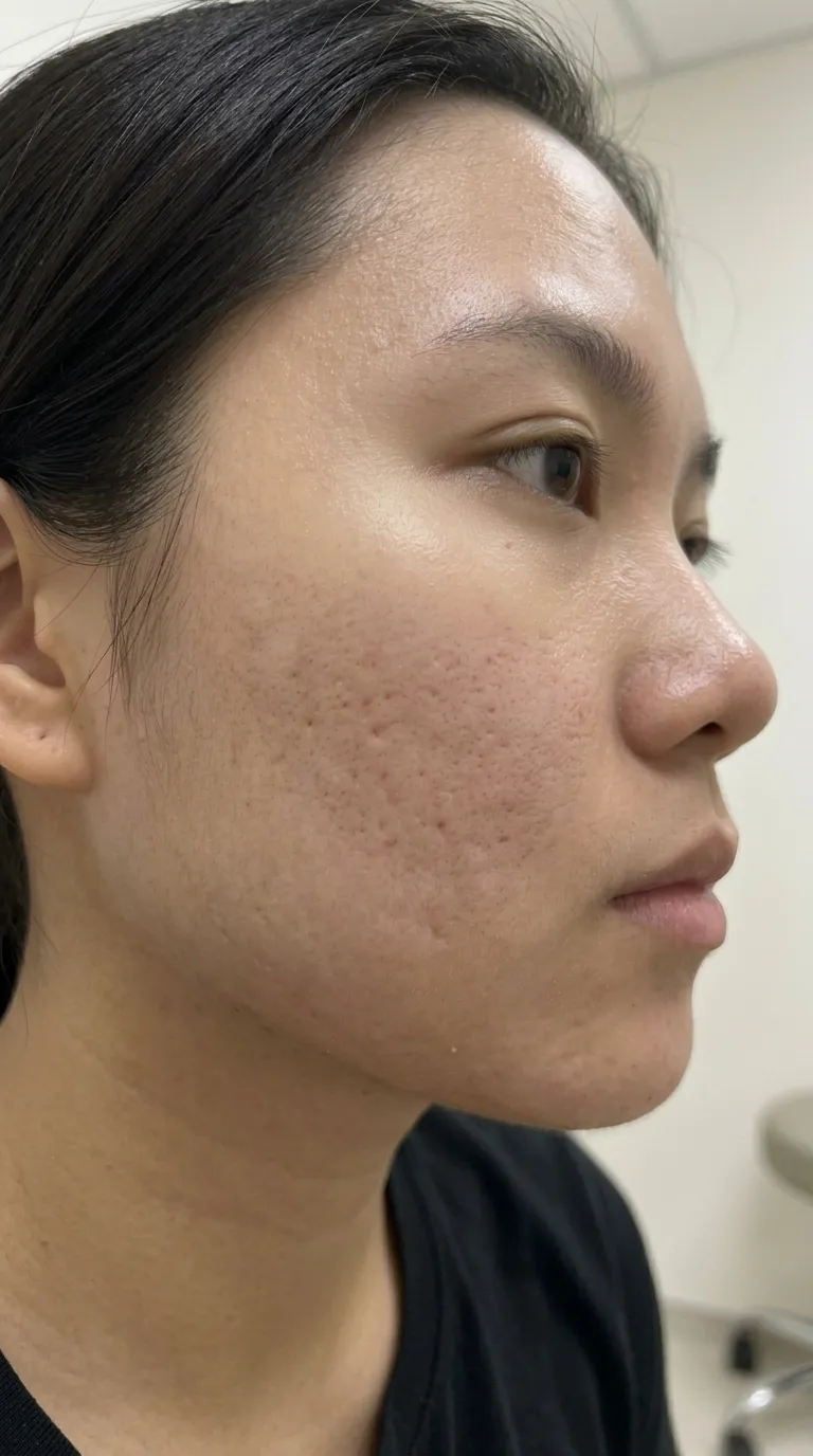 Healthy even skin after acne care
